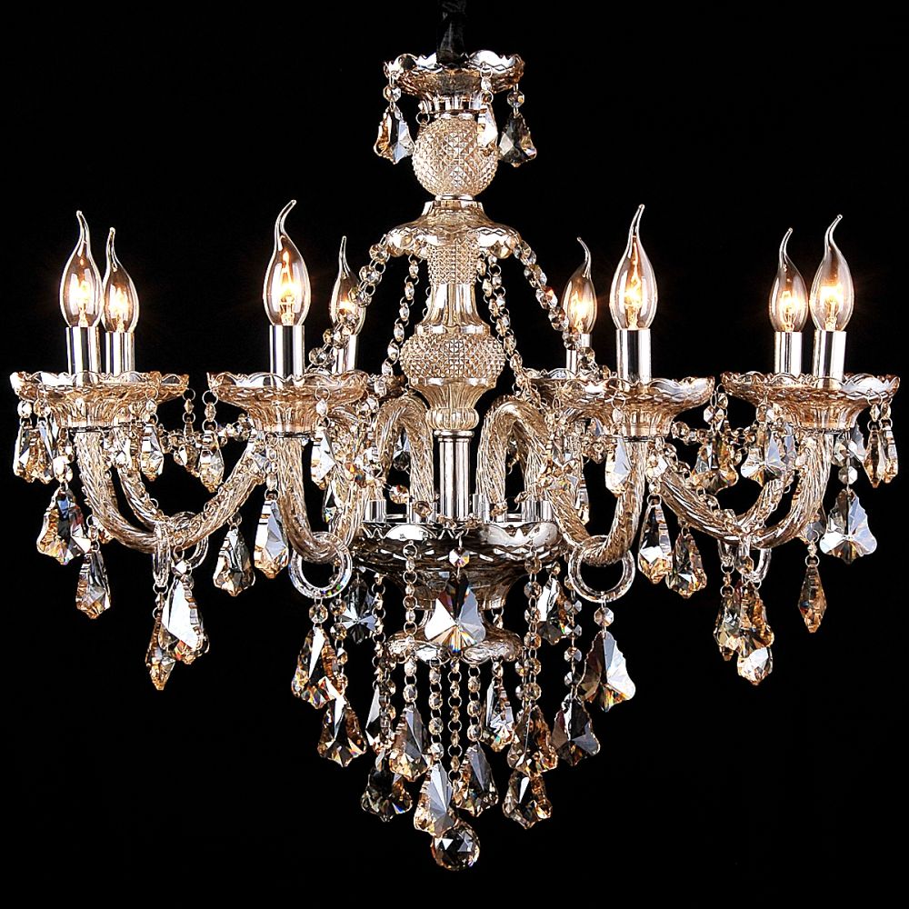 Metal chandelier with glass clearance crystals