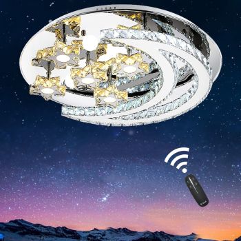 STARS & MOON LED Modern Ceiling Light Lighting Crystal Chandelier + Remote Ctrl
