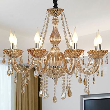 Genuine K9 Crystal AMBER 6/8/10 Arms Chandelier Pendant Ceiling Light