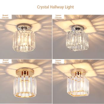 Genuine Crystal Hallway Flush Ceiling Light Chandelier 13.5cm