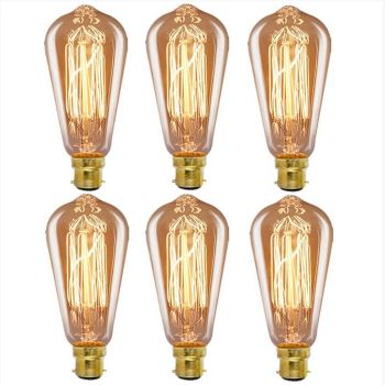 6 x ST64-B22-60W Filament Vintage Antique Edison Squirrel Cage Bulbs