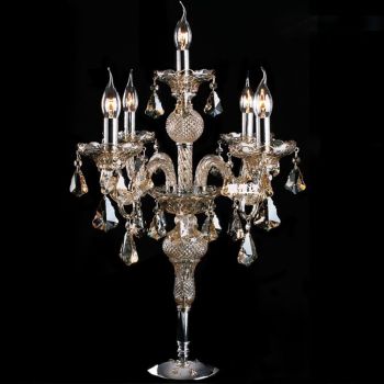 Genuine K9 Champagne Crystal 5/7 Arms Chandelier Table Lamp