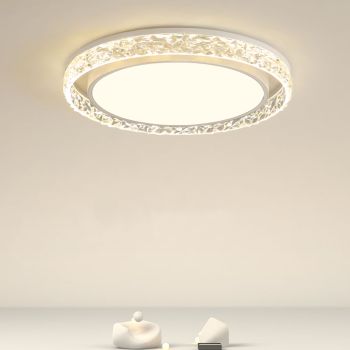 Crystal LED Chandelier Flush Fitting Ceiling Light 3 Light Colours + Dimmable + Remote Control