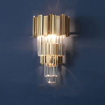 WDW® Clear and Golden Postmodern Chandelier Wall Light Genuine K9 Crystal Metal Body Two Layers