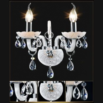 Genuine K9 Crystal WHITE SILVER 2 Arms Chandelier Wall Light