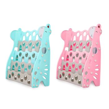 Children's Plastic Bookcase Rack with Easy Access 4 Display Shelves for Nursery, Playroom, Kindergarten
