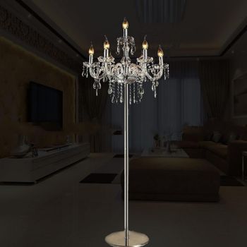 Genuine K9 CLEAR Crystal 5/7 Arms Chandelier Floor Lamp Candle Water Droplet