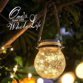 Solar Garden 20 LED String Cracking Effect Globe - Hemp Rope - Completely Weatherproof