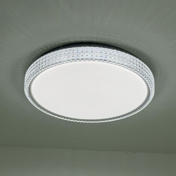 WDW Lumina Crystal-Rimmed Low Profile LED Ceiling Light with Remote Control 50cm