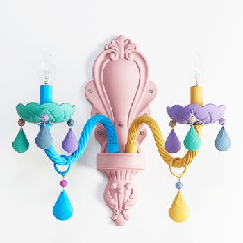 Genuine K9 Crystal Wall Light 2 Arms Macaron Multiple Colours Chandelier Style