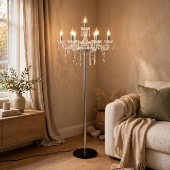 Genuine K9 CLEAR Crystal 5/7 Arms Chandelier Floor Lamp Candle Water Droplet