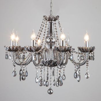 Genuine K9 SMOKY GREY Crystal Chandelier 6/8/10/12/15/18 Arms Candle Pendant Lamp
