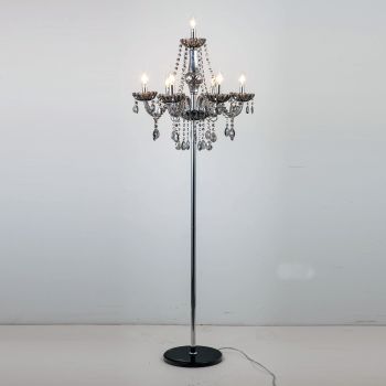Genuine K9 GREY Crystal Chrome Metal Chandelier 7 Arms Floor Lamp