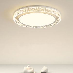 Crystal LED Chandelier Flush Fitting Ceiling Light 3 Light Colours + Dimmable + Remote Control