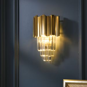 WDW® Clear and Gold Postmodern Chandelier Wall Light Genuine K9 Crystal Metal Body One Layer