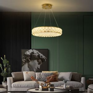 WDW Genuine Crystal Halo LED Pendant Light Chandelier + Remote Control 50cm