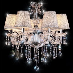 CLEAR Crystal K9 Chandelier Candle Water Droplet with Lampshades 6/8/10/15/24/32 Arms
