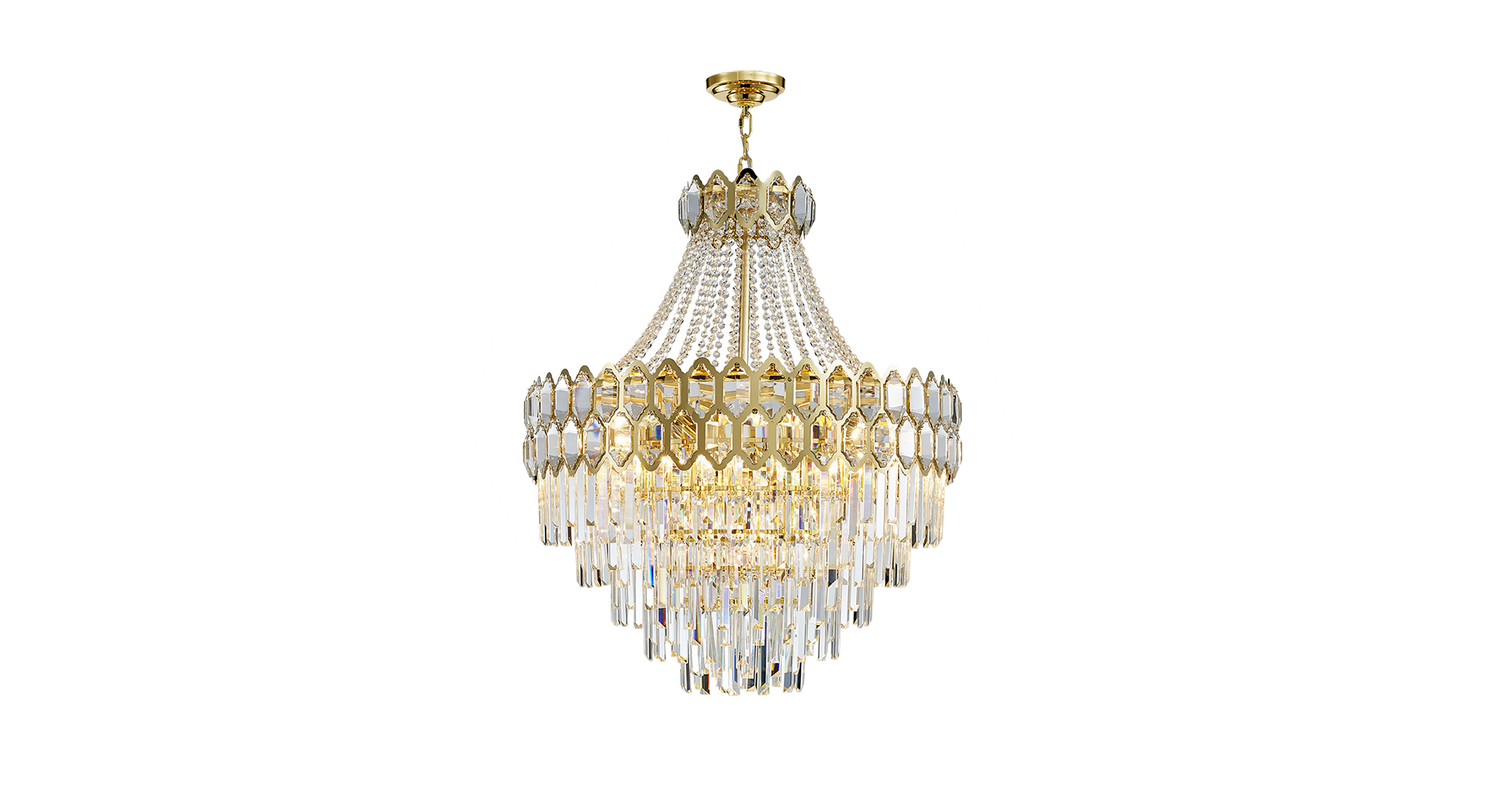 Gold Postmodern Pendant Chandelier Genuine K9 Crystal Metal Body 11/17/22 Bulbs (E14)