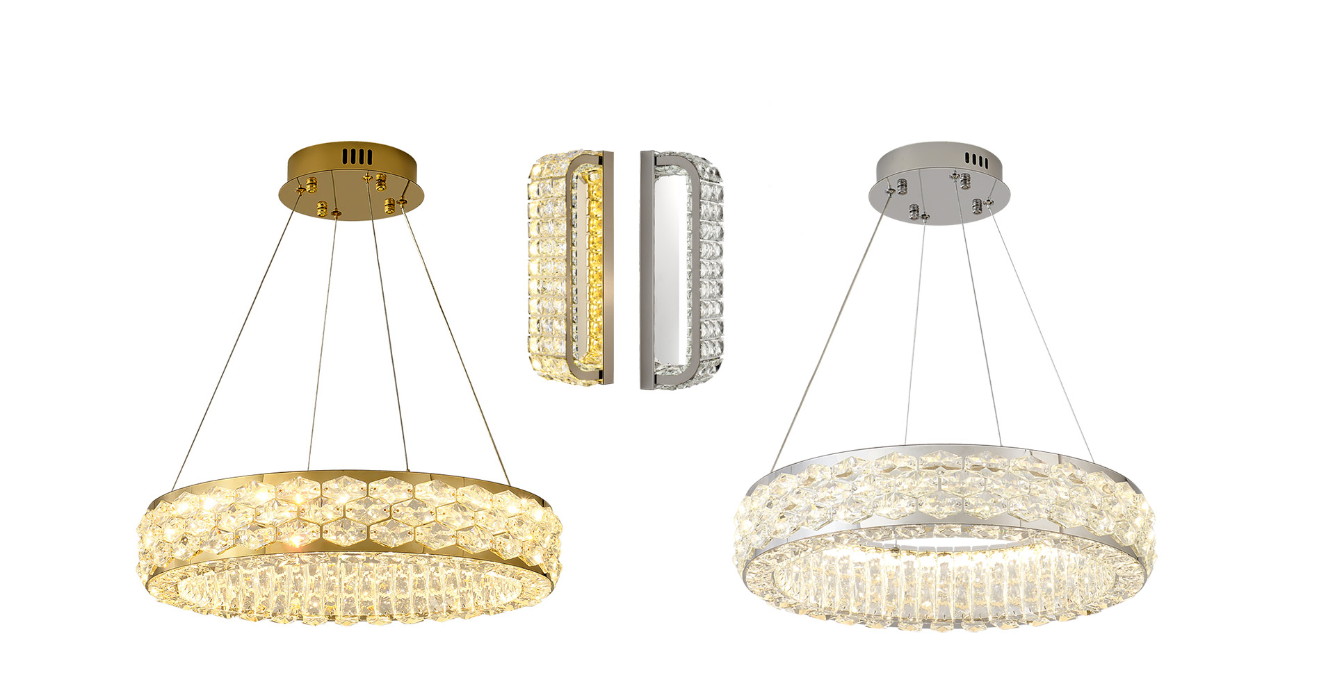 WDW Genuine Crystal Halo LED Pendant Light Chandelier + Remote Control 50cm